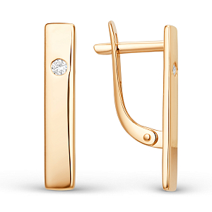 Серьги из красного золота с фианитами