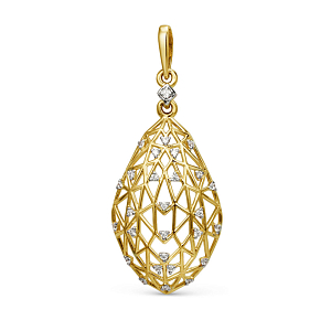 Подвеска из желтого золота с фианитами