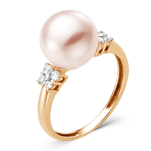 Кольцо из красного золота с фианитами