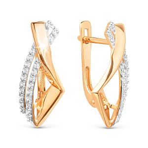 Серьги из красного золота с фианитами