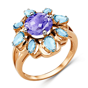 Кольцо из красного золота с аметистом