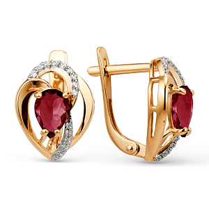 Серьги из красного золота с гранатами