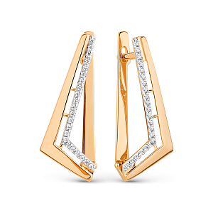 Серьги из красного золота с фианитами