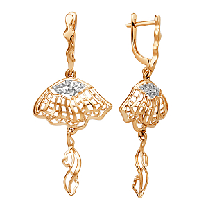 Серьги из красного золота с фианитами