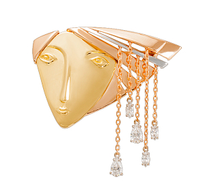 Брошь из красного золота с фианитами