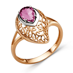 Кольцо из красного золота с корундом