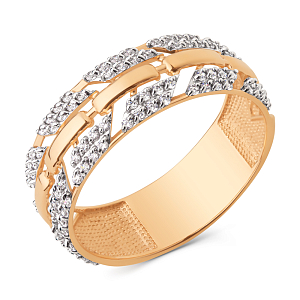 Кольцо из красного золота с фианитами