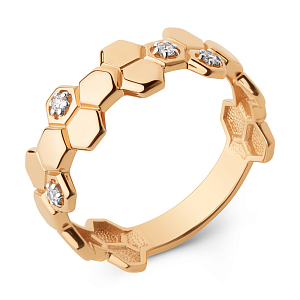 Кольцо из красного золота с фианитами