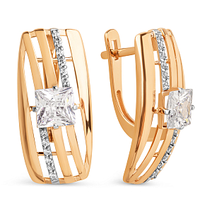 Серьги из красного золота с фианитами