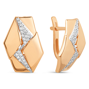 Серьги из красного золота с фианитами