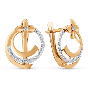 Серьги из красного золота с фианитами