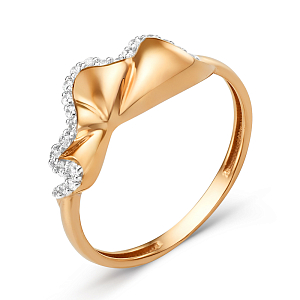 Кольцо из красного золота с фианитами