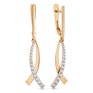 Серьги из красного золота с фианитами