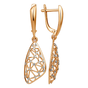 Серьги из красного золота с фианитами