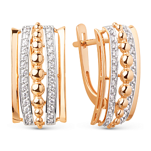 Серьги из красного золота с фианитами