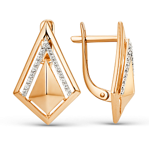 Серьги из красного золота с фианитами