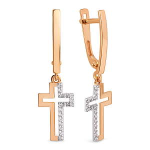 Серьги из красного золота с фианитами