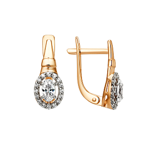 Серьги из красного золота с фианитами