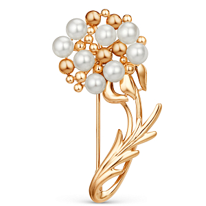 Брошь из красного золота с жемчугом