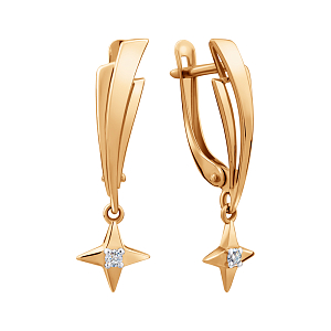 Серьги из красного золота с фианитами