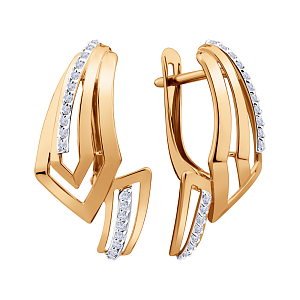 Серьги из красного золота с фианитами