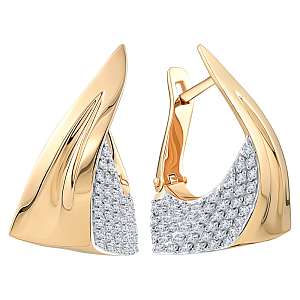 Серьги из красного золота с фианитами