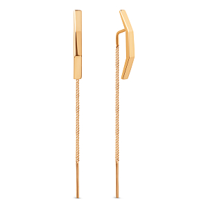 Серьги продевки из красного золота