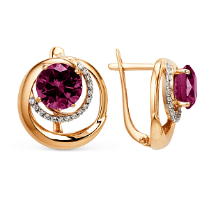 Серьги из красного золота с гранатами