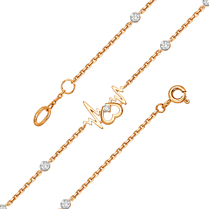 Браслет из красного золота с фианитами