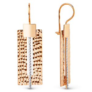 Серьги из красного золота с фианитами