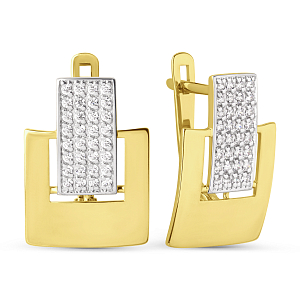 Серьги из желтого золота с фианитами