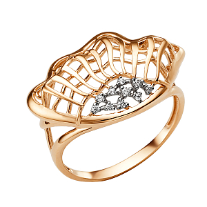 Кольцо из красного золота с фианитами