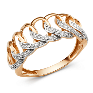 Кольцо из красного золота с фианитами