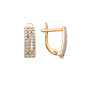 Серьги из красного золота с фианитами