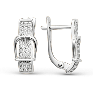 Серьги из белого золота с фианитами