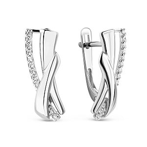 Серьги из белого золота с фианитами