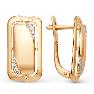 Серьги из красного золота с фианитами