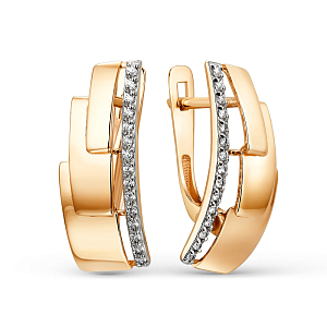 Серьги из красного золота с фианитами