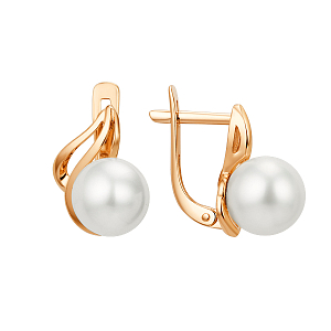 Серьги из красного золота с жемчугом