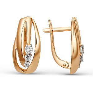 Серьги из красного золота с фианитами