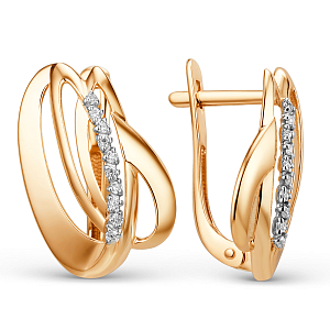 Серьги из красного золота с фианитами