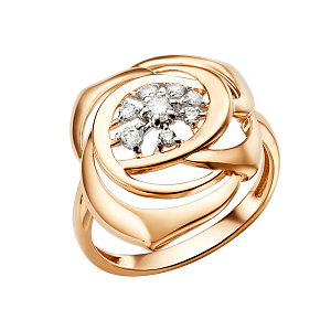 Кольцо из красного золота с фианитами