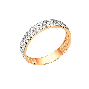 Кольцо из красного золота с фианитами