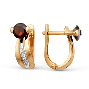 Серьги из красного золота с гранатами