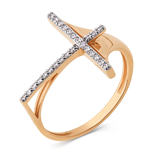 Кольцо из красного золота с фианитами