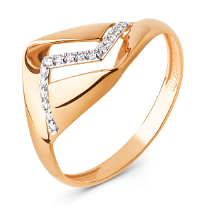 Кольцо из красного золота с фианитами