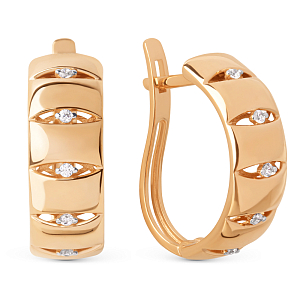 Серьги из красного золота с фианитами