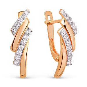 Серьги из красного золота с фианитами