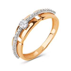 Кольцо из красного золота с фианитами