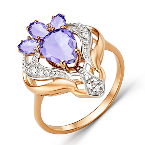 Кольцо из красного золота с аметистами